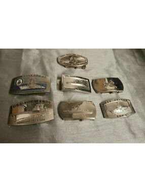 Lot of 7 US Navy Military buckles